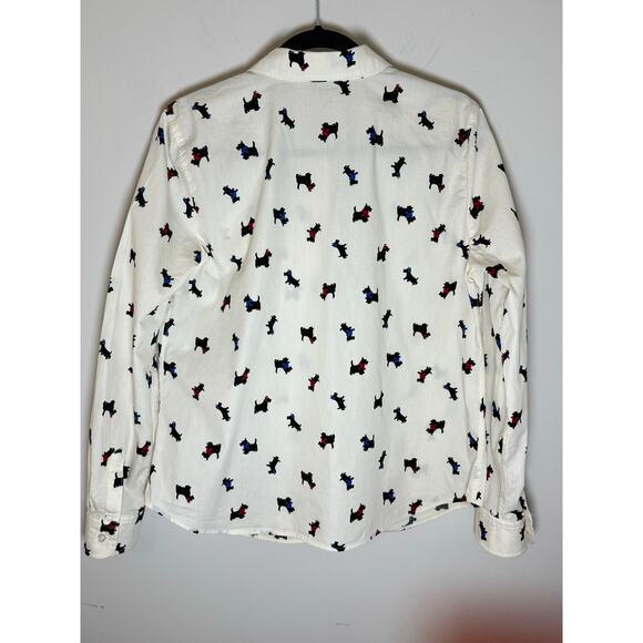Talbots All Over Scottie Dog Print Button Down Shirt Womens Size M - Picture 2 of 6